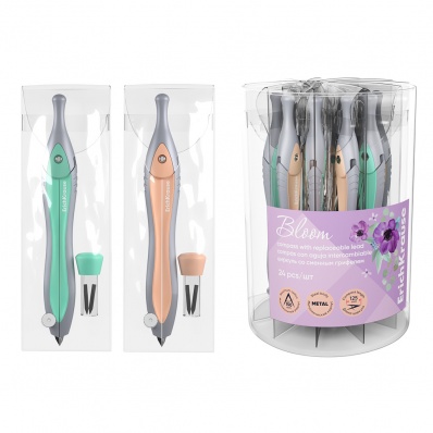 Циркуль 125мм "Pastel Bloom", 125мм, со сменным грифелем ЕК 61396