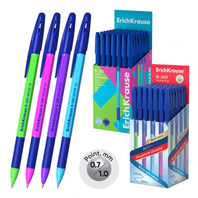 Ручка шар. синяя 1мм "R-301 Neon Stick&Grip"  EK 42751