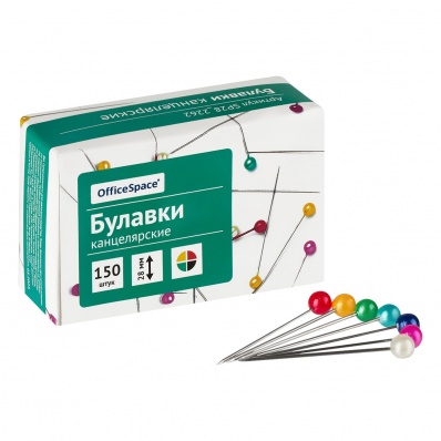 Булавки офисные OfficeSpace, 28мм, 150шт., картонная коробка¶ SP28_2262