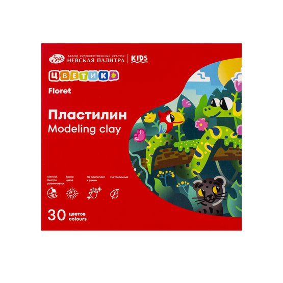 Пластилин 30цв. "Цветик" 450гр, со стеком  32412560