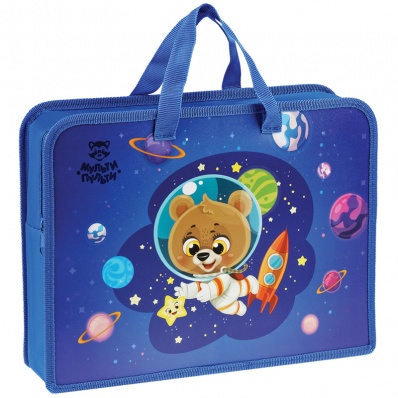 Папка на молнии А4 с ручками "Spaceman", пласт.  Мульти-Пульти 75mm  ПТ-14_4_45169