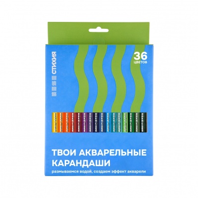 Карандаши акварельные 36цв, "Стихия"