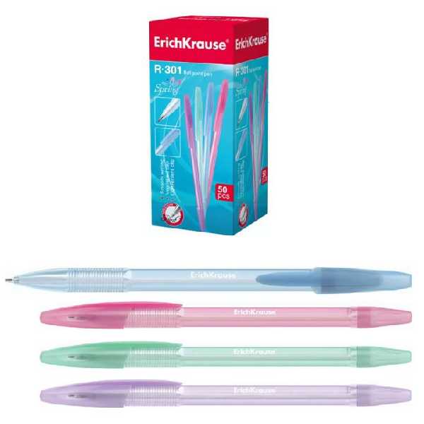 Ручка шар. синяя 1мм "R301 Spring" (корп. ассор. полупрозр.)  EK 31059