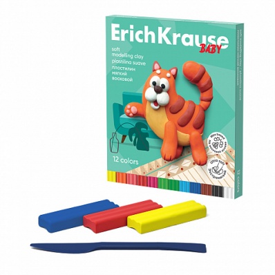 Пластилин 12цв. "Baby" воск. мягк., 156гр, со стеком   EK  61328