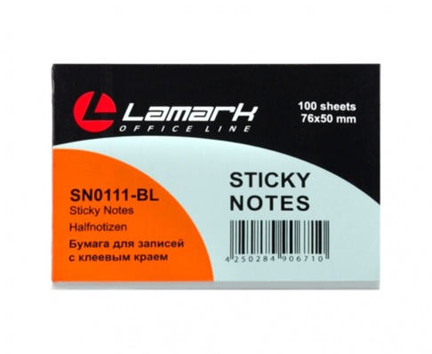 Бумага с клеев. краем 51*76мм 100л. голубая пастель"Lamark" SN1111-BL