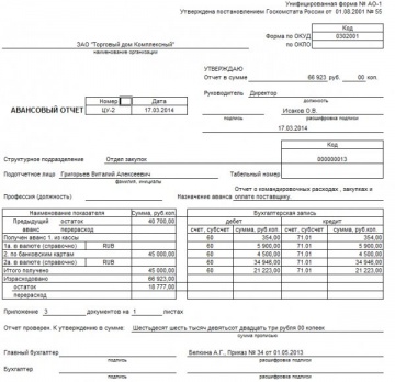 Бланк Авансовый отчет   100шт/пач