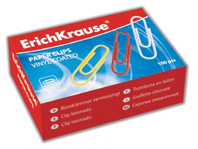 Скрепки 28мм цветные 100шт/уп.  ЕК 24871