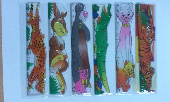 Линейка 15см пл. цв. "Дикие животные" ассорти 4шт. ВМ-611