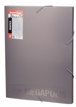 Папка на резинках с 3-мя клапанами серая 19мм "Megapolis" 14428