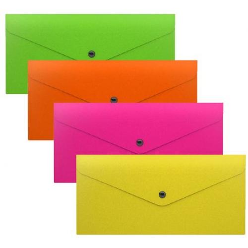 Папка-конверт с кнопкой Travel "Glossy NEON" полупрозрачная  ЕК 50304