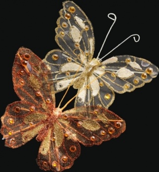 Украшение Бабочка со стразами на клипе, 12см    21232