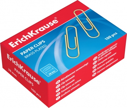 Скрепки 33мм омеднен. 100шт/уп.  ЕК 24868