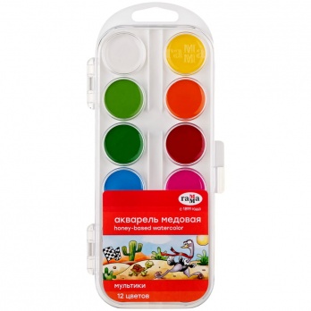 Акваpель 12цв. "Гамма. Мультики" медовая, б/к,   211046_12