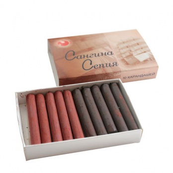 Сангина/сепия ассорти (Подольск) в картонной коробке