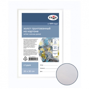 Холст на картоне 20*30 см "Студия", 100% хлопок, м/з