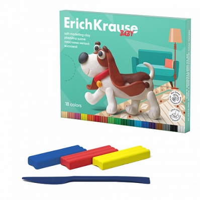 Пластилин 18цв. "Baby" воск. мягк., 234гр, со стеком   EK  61329