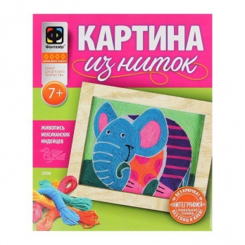 Картина из ниток "Слон"