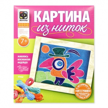 Картина из ниток "Птица"